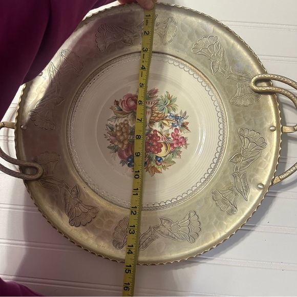 Vintage Farberware Wrought Aluminum & Triumph Limoges Center Plate Platter - Picture 8 of 9